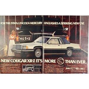 Mercury Cougar XR-7 "Its More Cougar Than Ever" 2-page Vintage Print Ad 1979